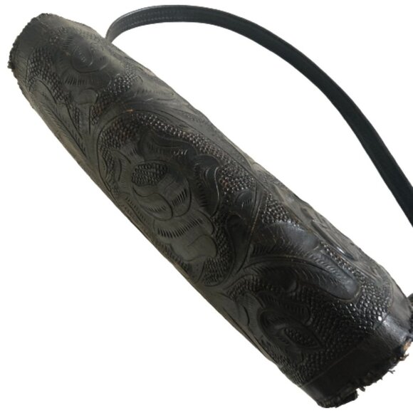 Vintage leather tooled shoulder bag purse - Picture 9 of 16